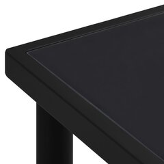 vidaXL dārza galds ar stikla virsmu, 150x90x74 cm, melns, tērauds цена и информация | Столы для сада | 220.lv