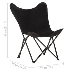 Saliekams tauriņa formas krēsls vidaXL, melns цена и информация | Садовые стулья, кресла, пуфы | 220.lv