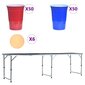 vidaXL Beer Pong spēles galds ar glāzēm un bumbiņām, saliekams, 240 cm cena un informācija | Ballītēm un svētkiem | 220.lv