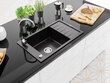 Granīta virtuves izlietne Mexen Elias ar jaucējkrānu un sifonu, Black+Chrome цена и информация | Virtuves izlietnes | 220.lv