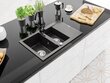 Granīta virtuves izlietne Mexen Gaspar ar jaucējkrānu un sifonu, Black granite cena un informācija | Virtuves izlietnes | 220.lv