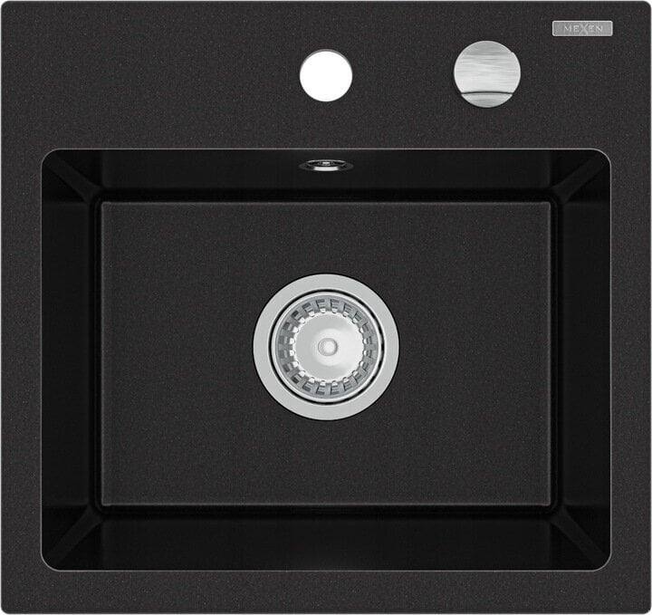 Granīta virtuves izlietne Mexen Milo ar jaucējkrānu un sifonu, Black+Gold cena un informācija | Virtuves izlietnes | 220.lv