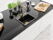 Granīta virtuves izlietne Mexen Milo ar jaucējkrānu un sifonu, Black+Gold цена и информация | Virtuves izlietnes | 220.lv