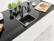 Granīta virtuves izlietne Mexen Milo ar jaucējkrānu un sifonu, Black granite cena un informācija | Virtuves izlietnes | 220.lv
