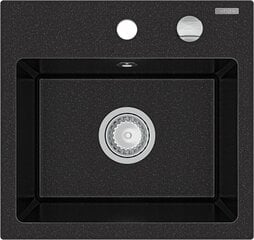 Granīta virtuves izlietne Mexen Milo ar jaucējkrānu un sifonu, Metallic black/silver+Black cena un informācija | Virtuves izlietnes | 220.lv