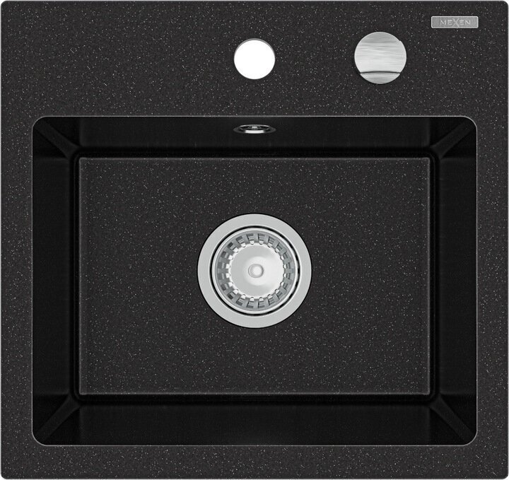 Granīta virtuves izlietne Mexen Milo ar jaucējkrānu un sifonu, Metallic black/silver+Chrome цена и информация | Virtuves izlietnes | 220.lv