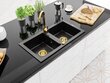 Granīta virtuves izlietne Mexen Mario ar jaucējkrānu un sifonu, Black+Gold cena un informācija | Virtuves izlietnes | 220.lv