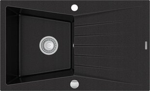 Granīta virtuves izlietne Mexen Cesar ar jaucējkrānu un sifonu, Black+Gold cena un informācija | Virtuves izlietnes | 220.lv