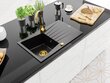 Granīta virtuves izlietne Mexen Cesar ar jaucējkrānu un sifonu, Black+Gold cena un informācija | Virtuves izlietnes | 220.lv