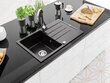 Granīta virtuves izlietne Mexen Bruno ar jaucējkrānu un sifonu, Black+Chrome cena un informācija | Virtuves izlietnes | 220.lv