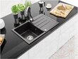 Granīta virtuves izlietne Mexen Bruno ar jaucējkrānu un sifonu, Black granite+Chrome cena un informācija | Virtuves izlietnes | 220.lv
