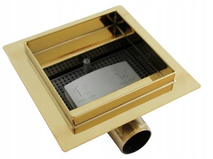 Kvadrāta dušas noteka Mexen Flat 12x12, 15x15 cm, Gold cena un informācija | Dušas trapi | 220.lv