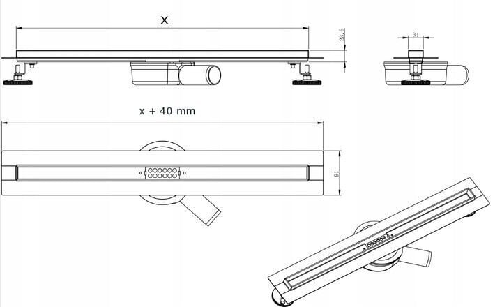 Dušas noteka Mexen Flat 360 Slim 60,70,80,90,100,110,120, Chrome cena un informācija | Dušas trapi | 220.lv