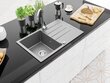 Granīta virtuves izlietne Mexen Bruno ar jaucējkrānu un sifonu, Grey+Chrome cena un informācija | Virtuves izlietnes | 220.lv