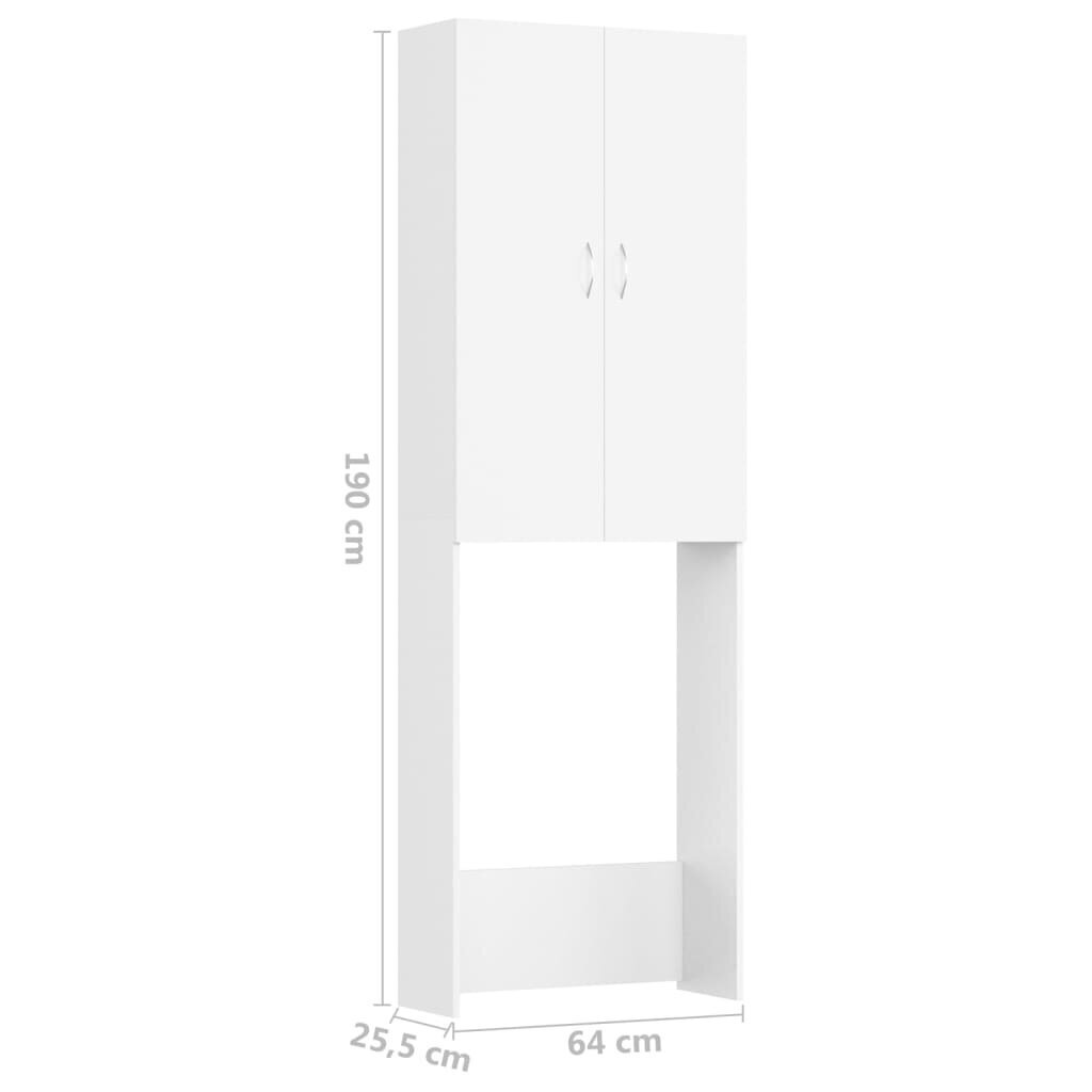 vidaXL Veļasmašīnas plaukts, baltas krāsas, 64x25,5x190 cm cena un informācija | Vannas istabas skapīši | 220.lv