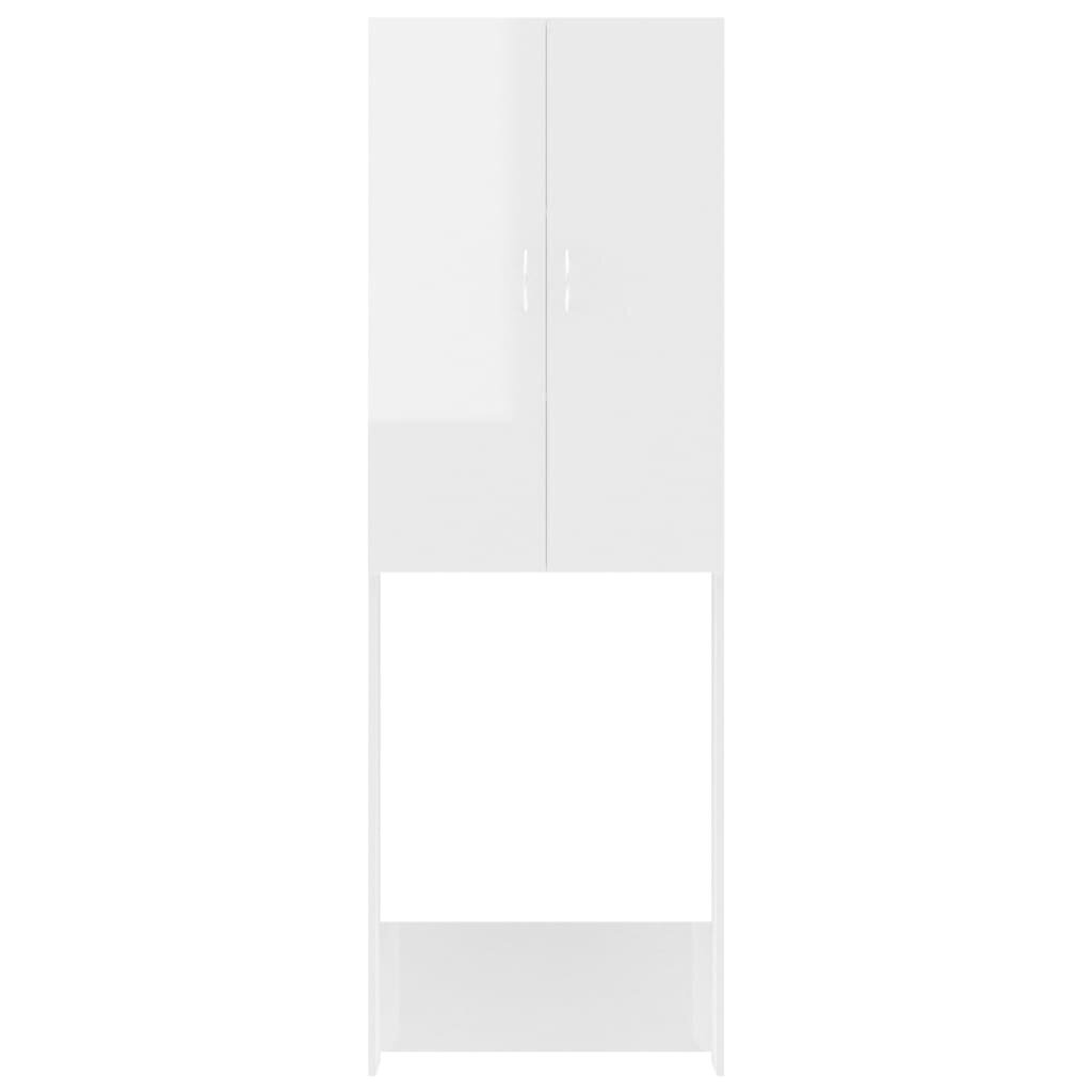 vidaXL Veļasmašīnas plaukts, balts, 64x25,5x190 cm, īpaši spīdīgs цена и информация | Vannas istabas skapīši | 220.lv