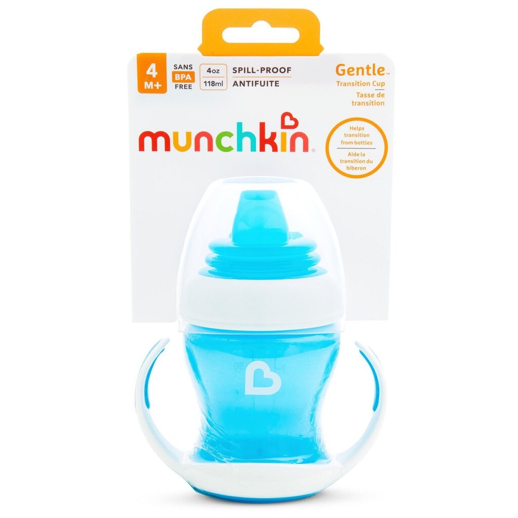 Treniņu krūze Munchkin, 125 ml, 4 mēn.+, zila цена и информация | Bērnu pudelītes un to aksesuāri | 220.lv