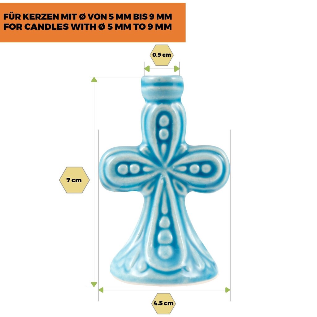 Svečturis keramikas "Lielais krusts" zils cena un informācija | Baznīcas sveces, svečturi | 220.lv