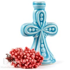 Подсвечник керамический "Крест большой" синий цена и информация | Церковные свечи, подсвечники | 220.lv