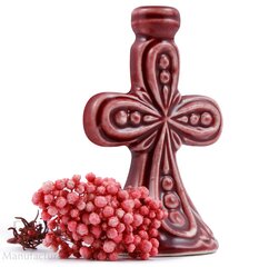 Svečturis keramikas-"Lielais krusts", sarkans cena un informācija | Baznīcas sveces, svečturi | 220.lv