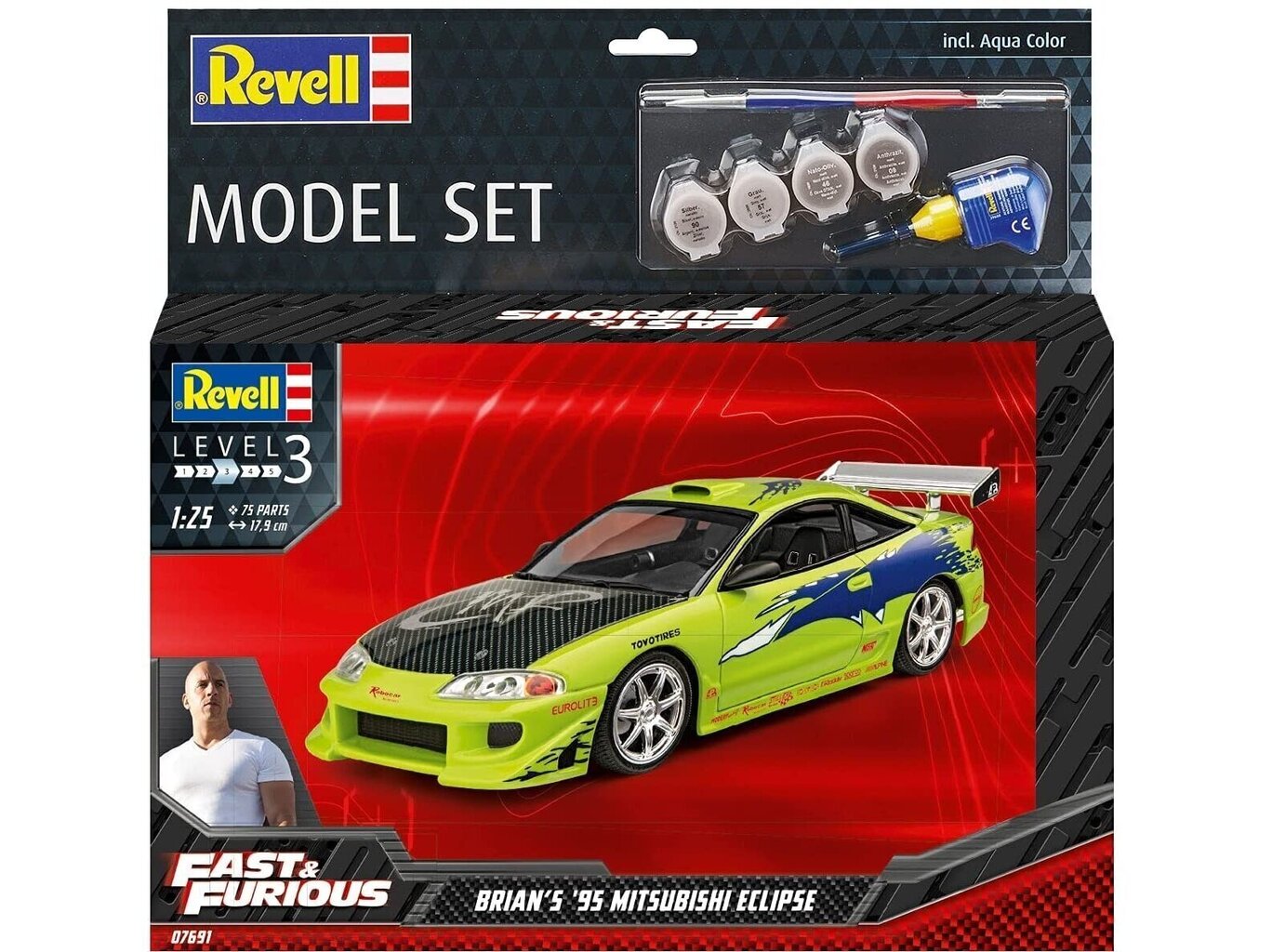 Revell - Set Fast & Furious Brian's 1995 Mitsubishi Eclipse dāvanu komplekts, 1/25, 67691 цена и информация | Konstruktori | 220.lv