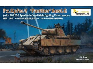 Сборная пластиковая модель VESPID MODELS - Pz.Kpfw. V Panther Ausf.G (with F.G.1250 infrared search light and scope), 1/72, 720008 цена и информация | Vespid Models Товары для детей и младенцев | 220.lv