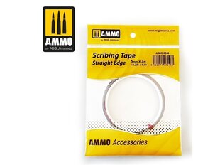 AMMO MIG -Scribing Tape - Straight Edge (5mm x 3M)(Skrāpju lente), AMIG8246 cena un informācija | Modelēšanas un zīmēšanas piederumi | 220.lv