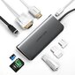 UGREEN 10in1 Adapter USB-C to HDMI 4K, 3x USB 3.0, Type-C, RJ45, SD, Micro SD, AUX (grey) цена и информация | Savienotājkabeļi | 220.lv