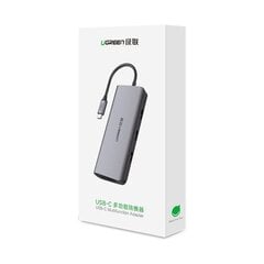 UGREEN 10in1 Adapter USB-C to HDMI 4K, 3x USB 3.0, Type-C, RJ45, SD, Micro SD, AUX (grey) цена и информация | Кабели для телефонов | 220.lv