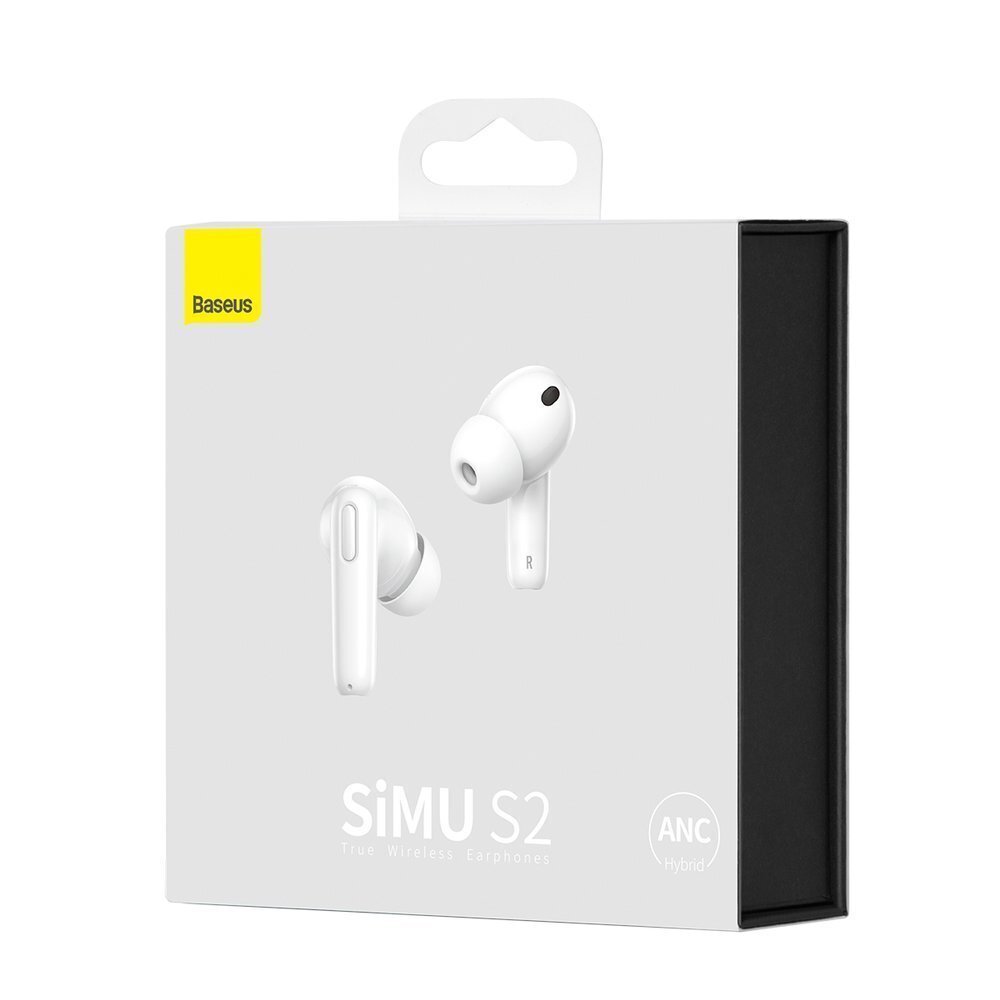 Baseus SIMU S2 bezvadu austiņas ANC / Bluetooth 5.0 / baltas cena un informācija | Austiņas | 220.lv