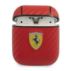 FESA2CARE Ferrari Carbon PC/PU Case for Airpods 1/2 Red cena un informācija | Austiņu piederumi | 220.lv