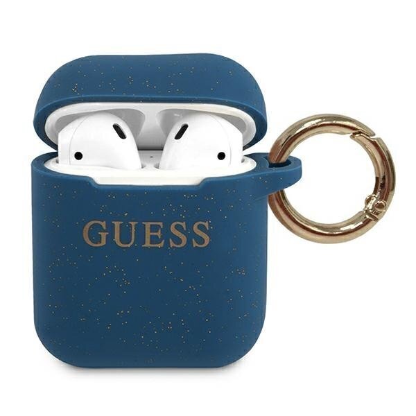 GUACCSILGLBL Guess Silicone Case for Airpods 1/2 Blue cena un informācija | Austiņu piederumi | 220.lv