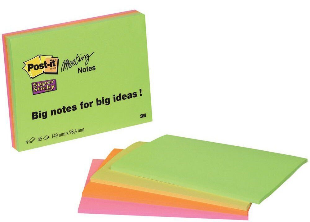 Lielformāta līmlapiņas POST-IT Super sticky, 200x149 mm cena un informācija | Kancelejas preces | 220.lv