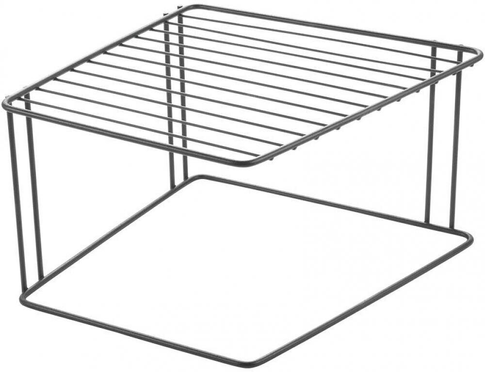 Stūra plaukts, 25x25x15 cm, melns, nerūsējošs tērauds cena un informācija | Virtuves piederumi | 220.lv