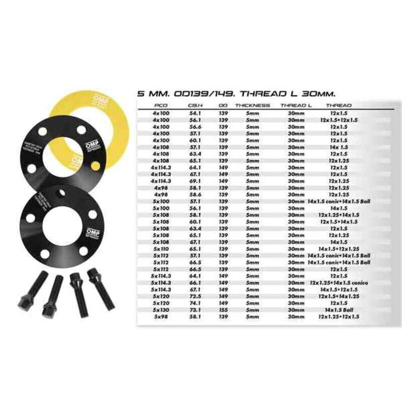 Atdalītāju komplekts OMP 5 x 120 74,1 M12 x 1,50 5 mm цена и информация | Auto piederumi | 220.lv