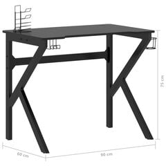 Spēļu galds ar K veida kājām vidaXL, 90x60x75cm, melns цена и информация | Компьютерные, письменные столы | 220.lv