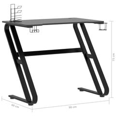 Spēļu galds ar ZZ veida kājām vidaXL, 90x60x75cm, melns cena un informācija | Datorgaldi, rakstāmgaldi, biroja galdi | 220.lv