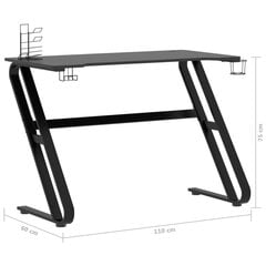 Spēļu galds ar ZZ veida kājām vidaXL, 110x60x75cm, melns cena un informācija | Datorgaldi, rakstāmgaldi, biroja galdi | 220.lv