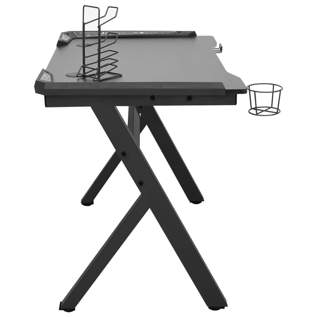 Spēļu galds ar LED un Y veida kājām vidaXL, 110x60x75cm, melns цена и информация | Datorgaldi, rakstāmgaldi, biroja galdi | 220.lv