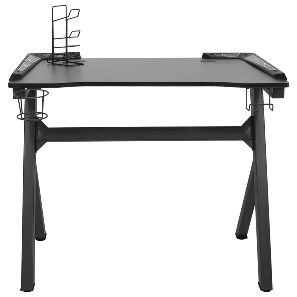 Spēļu galds ar LED un Y veida kājām vidaXL, 110x60x75cm, melns cena un informācija | Datorgaldi, rakstāmgaldi, biroja galdi | 220.lv