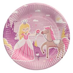 Papīra šķīvji - Fairytale princess, d23 cm, 10 gab., 0.131kg/iepak. cena un informācija | Vienreizējie trauki | 220.lv