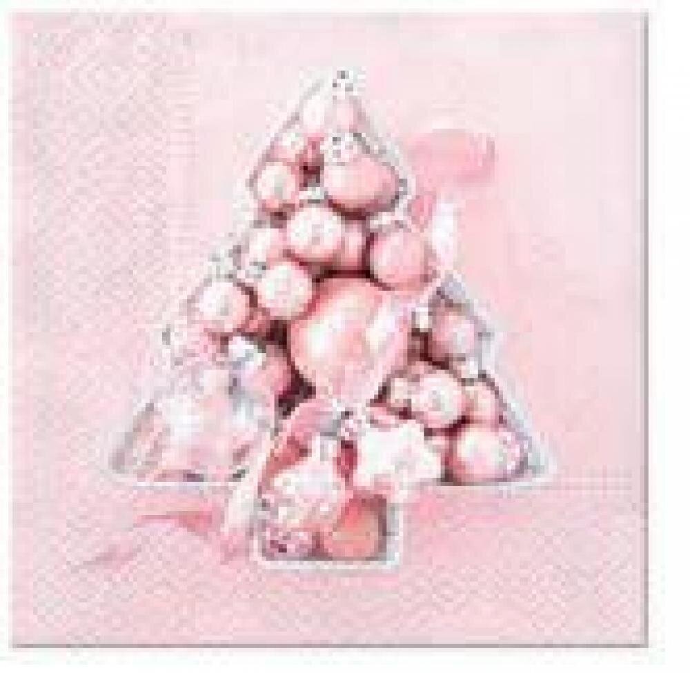 Salvetes, 33x33 cm, pink baubles tree цена и информация | Galdauti, salvetes | 220.lv