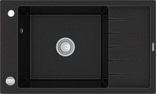 Granīta virtuves izlietne Mexen Elias ar jaucējkrānu un sifonu, Black cena un informācija | Virtuves izlietnes | 220.lv