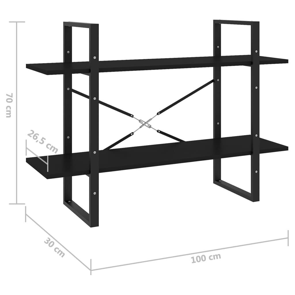 Grāmatu skapis, 100x30x70 cm, melns cena un informācija | Plaukti | 220.lv