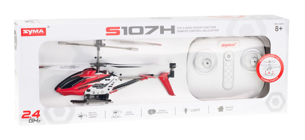 RC helikopters SYMA S107H 2.4GHZ RTF sarkans cena un informācija | Rotaļlietas zēniem | 220.lv