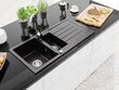 Granīta virtuves izlietne Mexen Andres ar jaucējkrānu un sifonu, Black+Chrome cena un informācija | Virtuves izlietnes | 220.lv