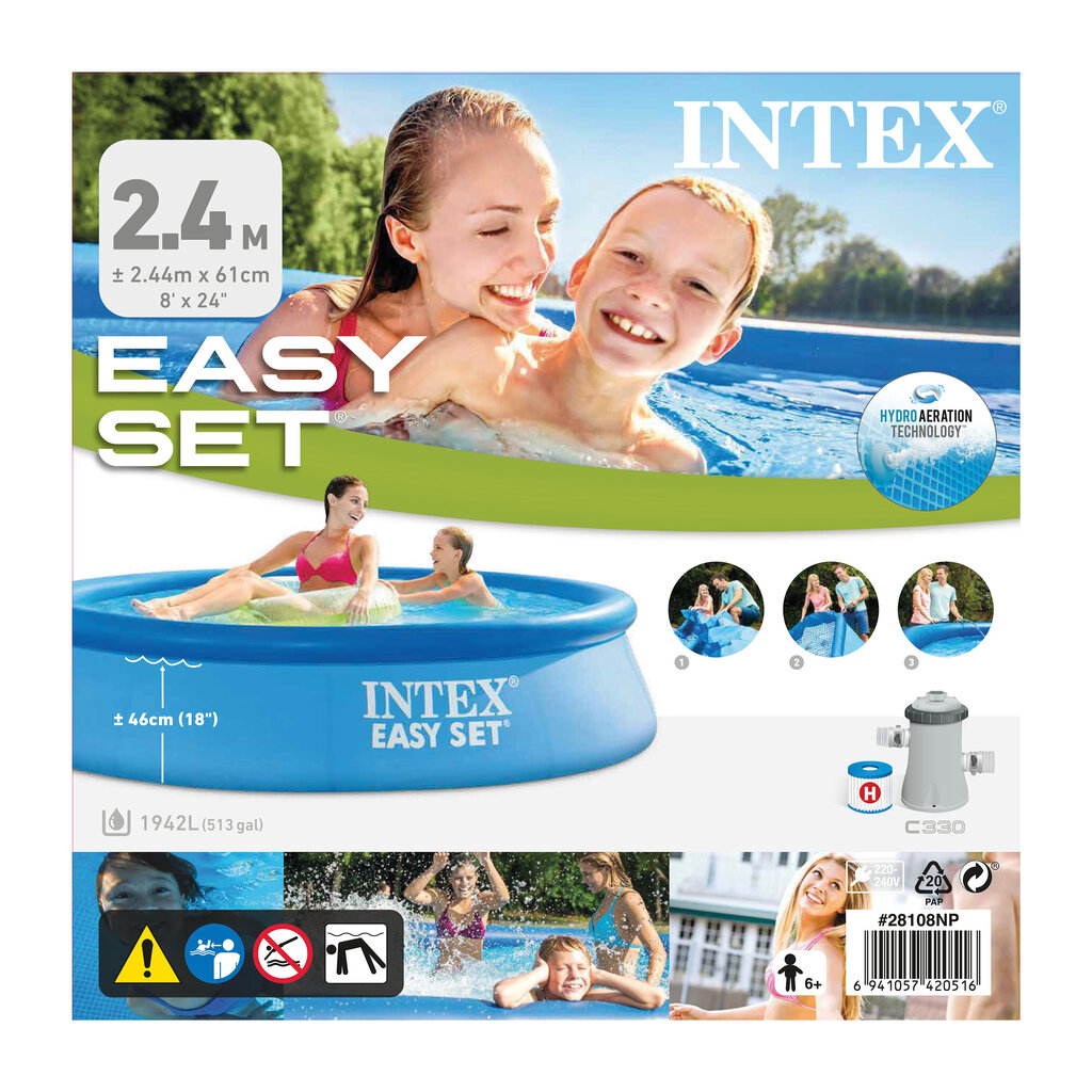 Baseins Intex Easy Set, ar filtru, 244 x 61 cm цена и информация | Baseini | 220.lv
