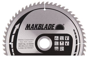 Пильный диск Makita B-09008 TCT MAKBLADE, 250х2.3х30 мм, 5 ° T60  цена и информация | Механические инструменты | 220.lv