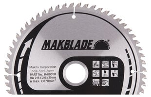 Пильный диск Makita B-09058 TCT MAKBLADE, 216х2х30 мм, 5° T60 цена и информация | Механические инструменты | 220.lv