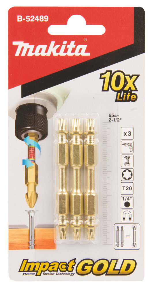 B-52489 Torsion uzgalis T20-65mm (3) Dbl-End Makita цена и информация | Rokas instrumenti | 220.lv